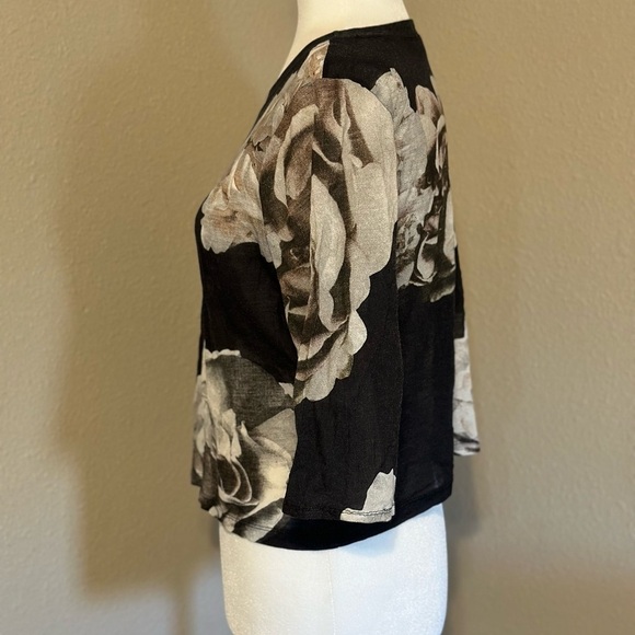 Zara Collection Floral Black & White Blouse Size: 28 - Picture 4 of 6